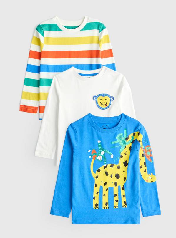 Animal Print Long Sleeve T-Shirt 3 Pack 1-2 years